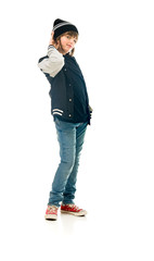 Model in studio isolated on white background full length