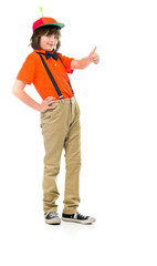 Model in studio isolated on white background full length