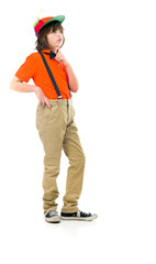 Model in studio isolated on white background full length