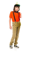 Model in studio isolated on white background full length