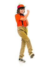 Model in studio isolated on white background full length