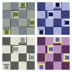 Set of various seamless patterns of quadrants