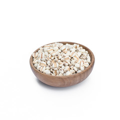Millet rice , millet grains in bowl on white