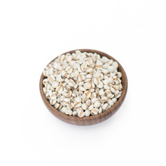 Millet rice , millet grains in bowl on white