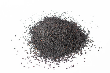 black sesame seeds isolated on white background