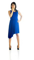 Model in studio isolated on white background full length