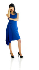 Model in studio isolated on white background full length