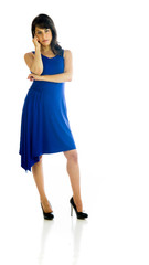 Model in studio isolated on white background full length