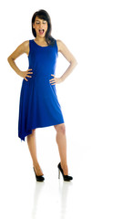 Model in studio isolated on white background full length