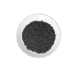 black sesame in disc on white background