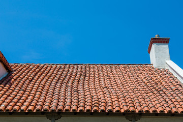 Hand Laid Tile Roof Under Blue Sky