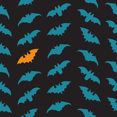 Halloween Seamless pattern with bats. Vector illustration.