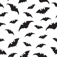 Halloween Seamless pattern with bats. Vector illustration.