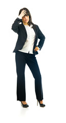 Model in studio isolated on white background full length