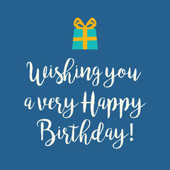 Cute blue Happy Birthday greeting card