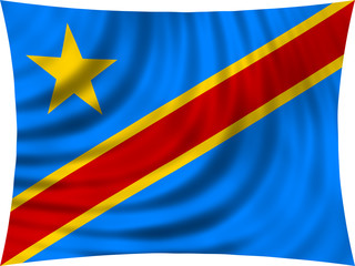 Flag of DR Congo waving isolated on white