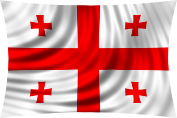 Flag of Georgia waving isolated on white