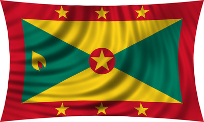 Flag of Grenada waving isolated on white