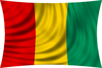 Flag of Guinea waving isolated on white