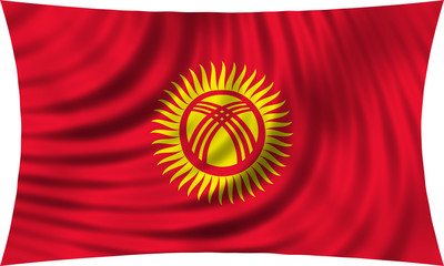 Flag of Kyrgyzstan waving isolated on white