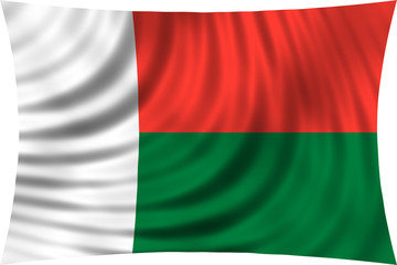 Flag of Madagascar waving isolated on white