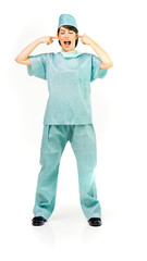 Model in studio isolated on white background full length