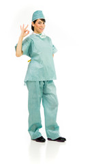 Model in studio isolated on white background full length