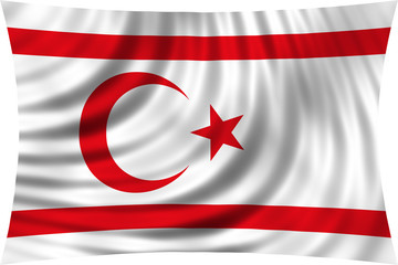 Flag of Northern Cyprus waving isolated on white