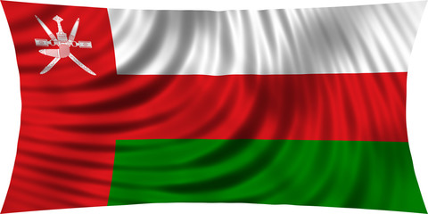 Flag of Oman waving isolated on white