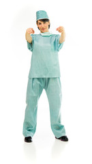 Model in studio isolated on white background full length