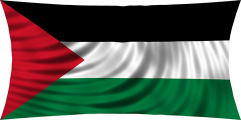 Flag of Palestine waving isolated on white