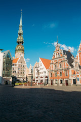 Fototapeta premium St. Peter's Church And House Of The Blackheads In Riga, Latvia.
