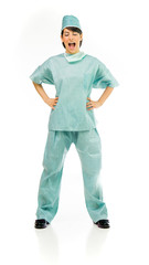 Model in studio isolated on white background full length