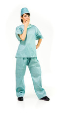 Model in studio isolated on white background full length