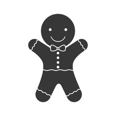 happy ginger cookie christmas icon silhouette. vector illustration