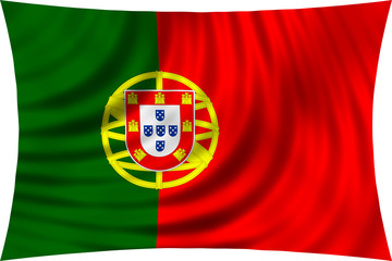 Flag of Portugal waving isolated on white