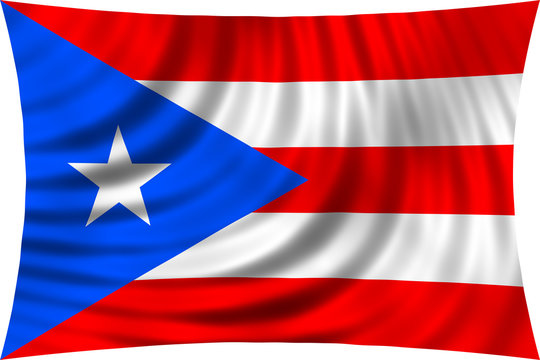 Flag of Puerto Rico waving isolated on white