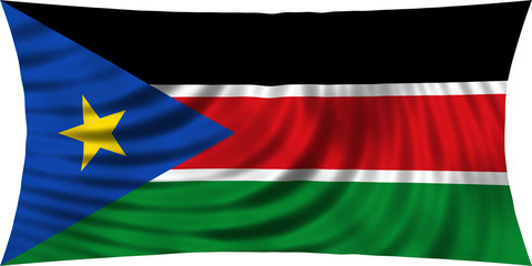 Flag of South Sudan waving isolated on white