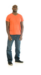 Model in studio isolated on white background full length