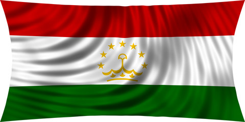 Obraz premium Flag of Tajikistan waving isolated on white