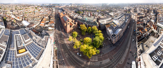 Aerial view at Amsterdam city, near exchange house