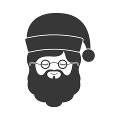 santa claus face christmas character silhouette. vector illustration
