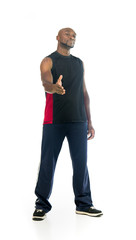 Model in studio isolated on white background full length