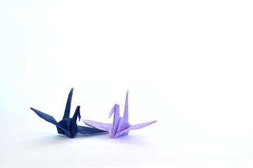 和紙の折り鶴ブルー系