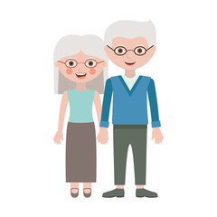 Old woman and man smiling cartoon icon over white background. Grandparents couple theme. Colorful design.  Vector illustration