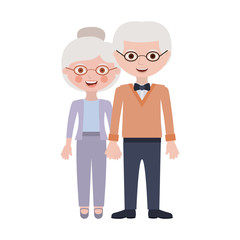 Obraz na płótnie Canvas Old woman and man smiling cartoon icon over white background. Grandparents couple theme. Colorful design. Vector illustration