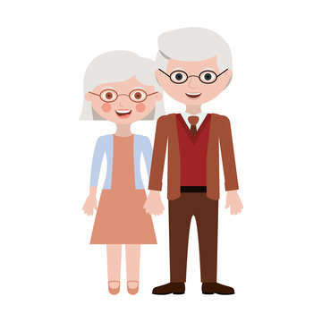 Old woman and man smiling cartoon icon over white background. Grandparents couple theme. Colorful design.  Vector illustration