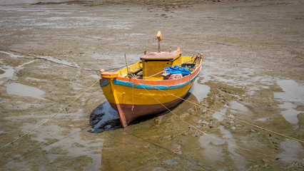 Naklejka premium Stock photo of abandoned boat