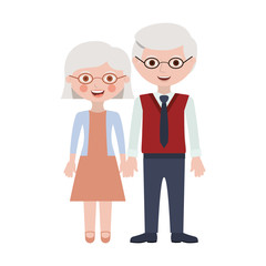 Old woman and man smiling cartoon icon over white background. Grandparents couple theme. Colorful design.  Vector illustration