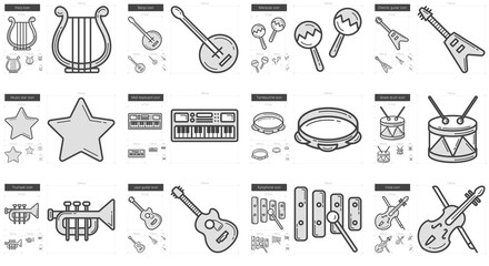 Music line icon set.